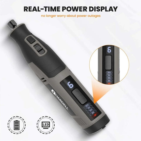 Powerful 4V Cordless Rotary Tool Kit With 80Pcs Accessories 4000mAh Battery 6 Speeds From 8000 To 28000 RPM With Digital Display