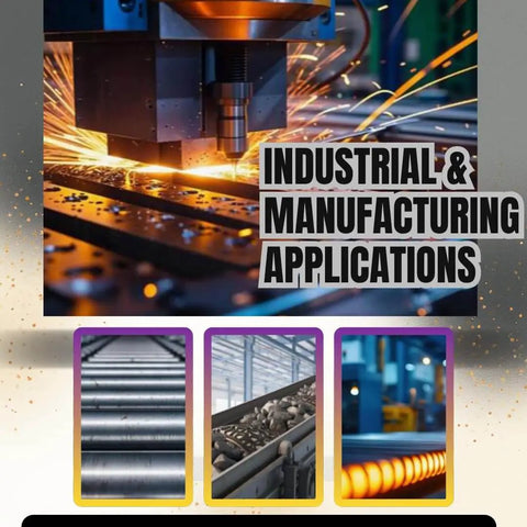 Industrial machinery sparking during manufacturing process; diverse applications.