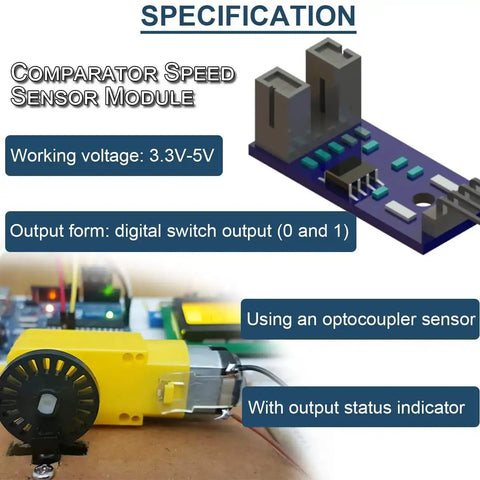 Speed Sensor Module LM393 Comparator Slot Type IR Optocoupler for motor speed detection, 3V to 5V, Arduino compatible, ten pack