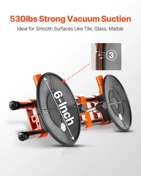 Seamless Seam Setter Kit 2 Pack With 6 Inch Vacuum Cups For Stone Countertops in close-up showing 6-inch suction cups.