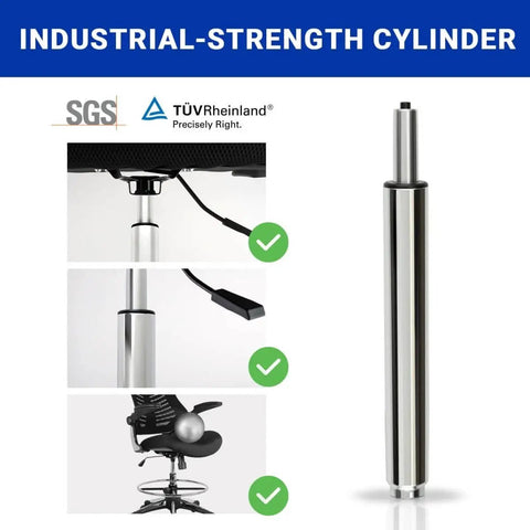 Extra Long Gas Lift Cylinder Tube For Bar Stool 17 To 27 Inches 10 Inch Stroke Heavy Duty 1000 Lbs Class 4 Hydraulic Pneumatic Cylinder Shock Piston