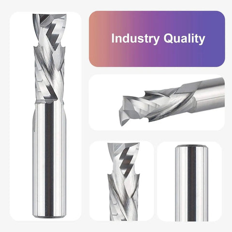 Spiral Compression Router Bit 1/2 Inch Shank 1/2 Inch Cutting Diameter Solid Carbide Up And Down Cut CNC End Mill in detail view