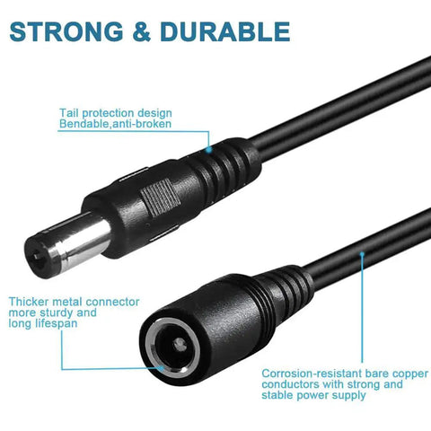 2-Pack 6 Foot DC Extension Cord 2.1mm X 5.5mm Male To Female Power Cable For CCTV Security Cameras IP Cameras DVRs LED Strips Signage