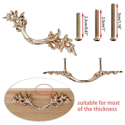 Pack Of 5 European Style Vintage Cabinet Handles And Drawer Pulls Antique Dresser Knob Set with mounting screws, side view