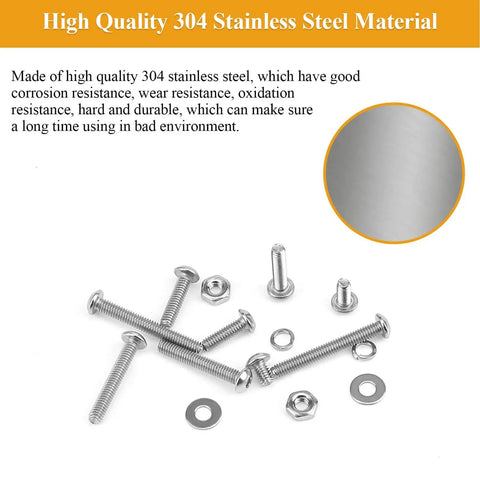 M2.5 Screw Nut Washer Set For DIY Projects, 565 Pieces By Sutemribor, 304 Stainless Steel, assorted screws, nuts, washers displayed