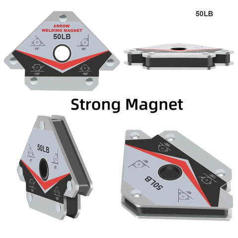 Beefy 50Lb Welding Magnets Set Of 4 For Angled Positioning And Hands Free Hold By GUTIMORE Magnetic Welding Holders displayed in various angles