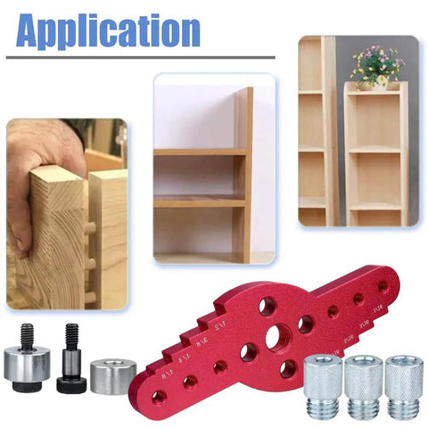 Premium Aluminum Pocket Hole Jig For Woodworking, 2 In One Doweling Locator with Scriber and accessories, installed on wood panel