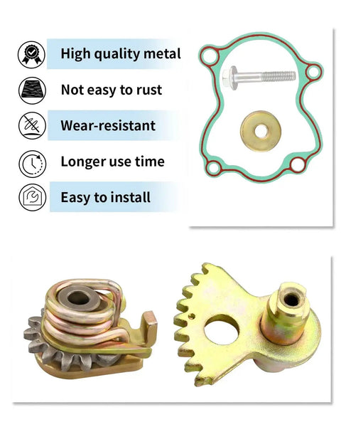 Gearshift Fan Gear Set Replacement For Massimo MSU 500 700 Hisun UTV illustrated with gears, gasket, screw, and durability icons.