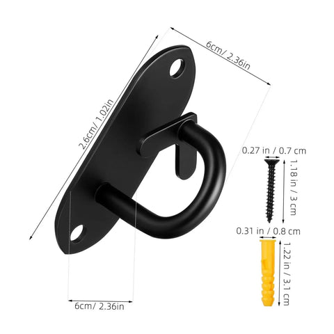 Black titanium resistance band anchors with screws for ceiling and wall mounting, featuring detachment prevention and multiple attachment points.