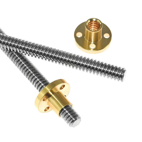 1200Mm T8 Lead Screw With 2Mm Lead And 2Mm Pitch, Stainless Steel Rod With Copper Nut For 3D Printer And CNC Z Axis, Pre Drilled Mounting Holes