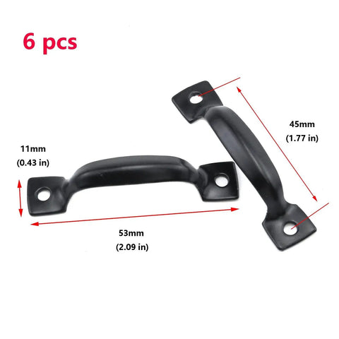 Black Iron Cabinet Pull Handles 1.77 Inch Center To Center Hole Spacing 45mm For Doors And Drawers 6 Pack Includes 12 Screws