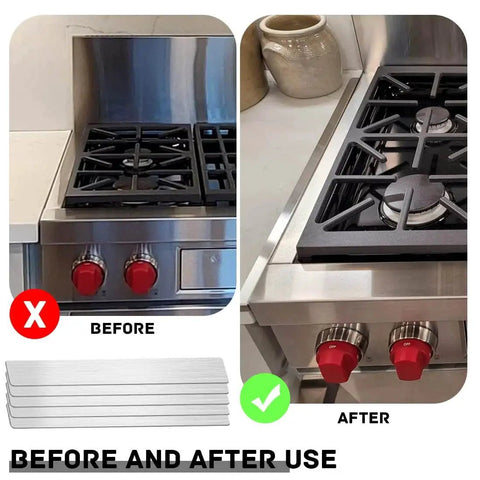Before and after use of Stainless Steel Shim Stock Set 304 Grade, 12 Inch Long By 1 Inch Wide By 0.02 Inch Thick Metal Strips in kitchen.