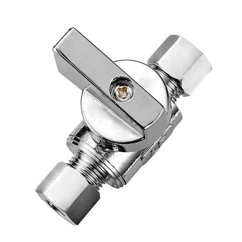 Premium Brass One Quarter Inch Compression Angle Valve Two Pack Chrome Finish Quarter Turn Water Shutoff Lead Free