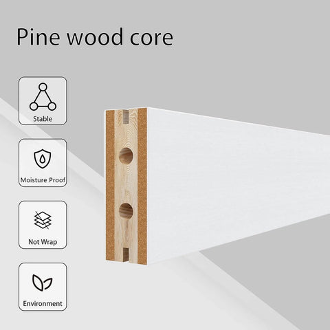 Close-up of pine wood core used in 32In X 84In Frosted Glass Barn Door With 5 Panel Solid Wood Construction Waterproof PVC Surface And Scratch Resistant Finish