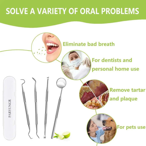Pro At Home Dental Cleaning Kit With Stainless Steel Dental Pick And Tartar Remover For Teeth Scraping Between Gums, benefits shown