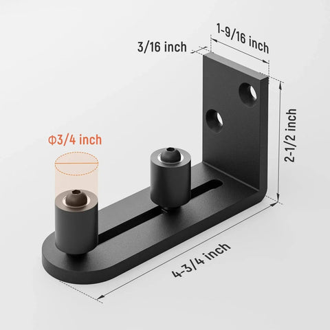 Sliding Barn Door Bottom Floor Guide Wall Mounted Roller Guides with Ball Bearings Adjustable Stay Roller Black Made From Solid Carbon Steel