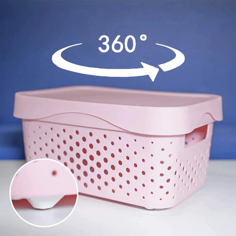 Pink storage bin with Self Adhesive Mini Casters 12 Pack Durable Universal Plastic Caster Wheels White Stick On Rollers for smooth movement