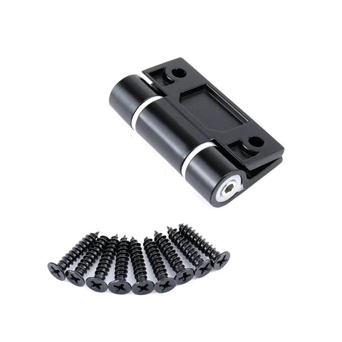 Heavy Duty Adjustable Position Control Damping Hinges 2 Pack Black Zinc Alloy For Furniture Cabinets Equipment 0 To 2.5 Nm Torque With Countersunk Holes 65 By 55 Mm, shown with mounting screws.