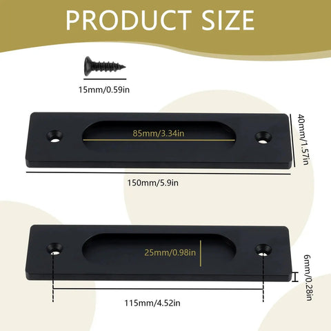 Product dimensions of 4 Pack Black Recessed Sliding Barn Door Pull Handles, Flush Finger Pull With Aluminum Alloy Construction