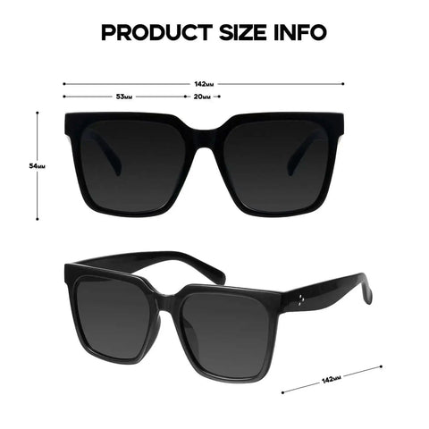 Oversized Square Sunglasses For Women Large Wide Frame Dark Frame Black MS51917 Must Have Trendy Retro Cool Classic Shades With UV400 Protection And Lightweight Metal Accents For All Day Wear size info