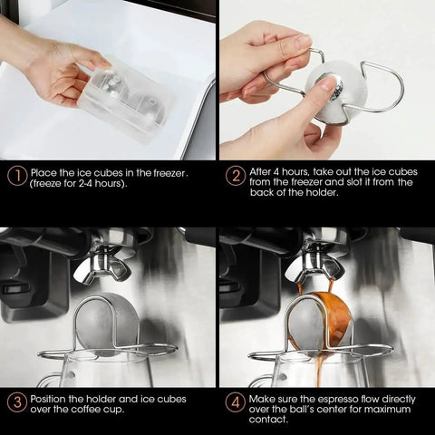 Two AIEVE XL espresso cooling balls; stainless steel, 2-pack, for chilling espresso in Nespresso/Breville machines