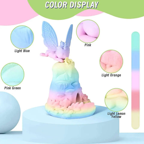 Matte Rainbow PLA Filament 1.75mm +/-0.03, Multicolor Macaron Spool color display featuring a pastel 3D printed sculpture