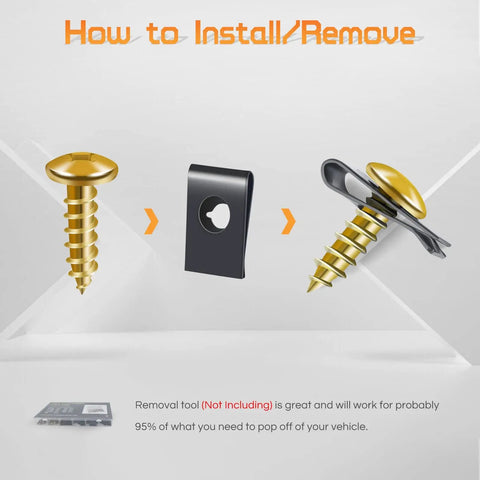 Installation guide for 170 Piece Car U Clip And Screw Kit With 10 Sizes For Dash Panels Door Trim Bumpers And Interiors Pro Grade Heavy Duty Automotive U Nut Clip Set By OTUAYAUTO Heat Treated Steel, showing screw and clip assembly steps.