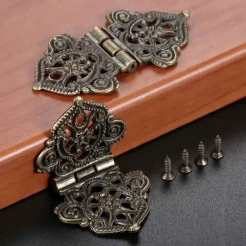 Set Of 10 Antique Lace Hinges With Screws For Doors Cabinets Drawers And Furniture Decorative Old School Hinges For Closets