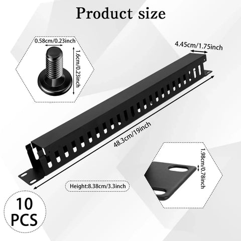 10 Pack 19 Inch Cable Management Panels With Covers And Screws For 1U 24 Slot Rack Mounts Horizontal Server Cable Duct Organizer