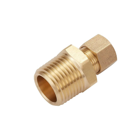 Brass Litorange compression straight tube fitting, 3/8 in OD to 1/2 in NPT male