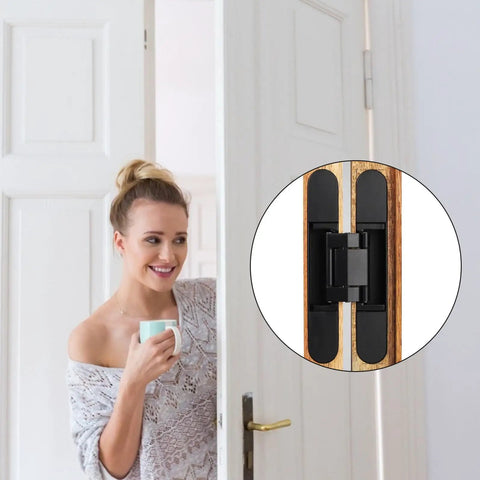 Beefy Heavy Duty Concealed Door Hinge For Wood Doors Adjustable Multi Directional Invisible Cross Hinge 180 Degree Swing Load