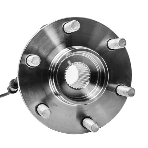 Front view of Front Wheel Hub And Bearing Assembly Pair For Nissan Xterra Frontier Pathfinder Suzuki Equator 6 Lug ABS 4WD 4X4 Left Or Right Beefy Direct Fit Replacement Wheel Hub Bearing Kit