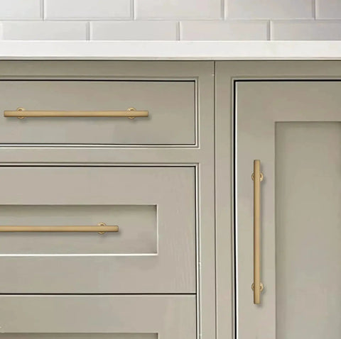 10 Pack 5 Inch Center To Center Champagne Bronze Satin Brass Cabinet Pulls on kitchen cupboards and drawers