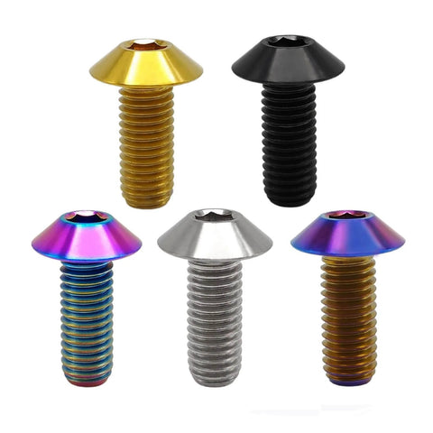 Titanium Button Umbrella Socket Head Bolts M6 X 1.0 X 16mm Pack Of 5 For Bikes And Motorcycles Ultra Lightweight Rustproof 6AL4V