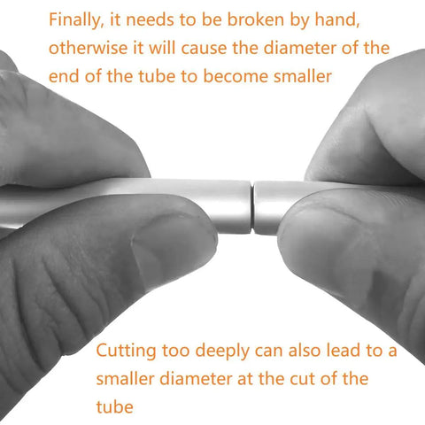 Hands demonstrating tube breaking for Brake Line Flare Kit For Copper And Aluminum Tubing Dual 3/16 To 1/2 Inch