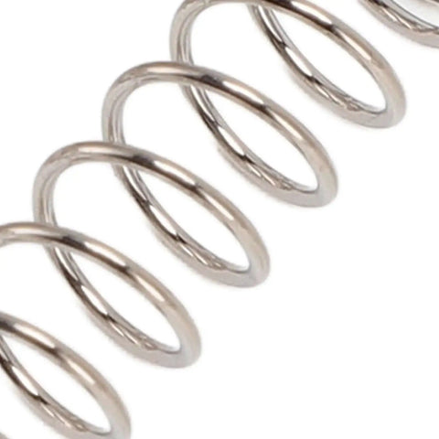 Close-up view of a stainless steel spring from the Three Stainless Steel Pressure Springs For Classic Espresso Machines 9 Bar 8 Bar Six Point Five Bar Replacement Kit Lower Pressure Faster Brew Time Easy Install Durable 304 Stainless Includes Three High Quality Springs.