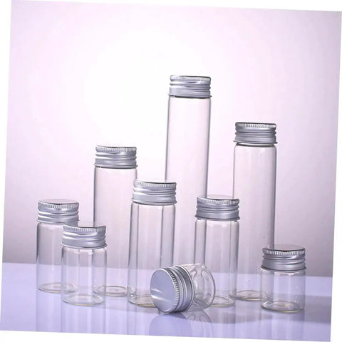 Clear Glass Vials With Aluminum Caps 10 Pack For Travel Storage Of Candies Nuts Beads And Jewelry Making Mini Art Supplies