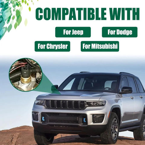 Engine Coolant Temperature Sensor For Jeep Grand Cherokee Middrivr Drop In Direct Replacement Water Temperature Sensor Supports Accurate Readings Easy Install Replaces OEM 56027873 shown with compatible vehicles like Jeep, Dodge, Chrysler, Mitsubishi.