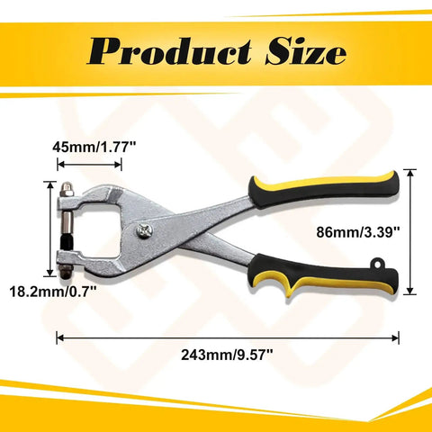 10 Inch Ceiling Grid Punch Pliers For Rivets 3.24mm Grid Hole Puncher with dimensions 243mm length, 86mm width.