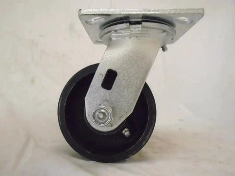 Swivel Caster 4 By 2 Inch With 7/8 Inch V Groove Iron Steel Wheel 600 Lb Capacity shown in side view