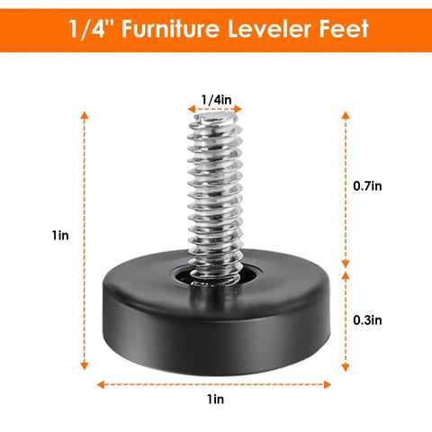 Quarter Inch 20 UNC Thread Adjustable Furniture Leveling Feet 15 Pack Screw In Levelers for tables, metal glide foot image