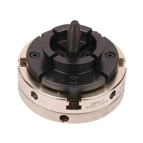 4 Inch 4 Jaw Self Centering Wood Lathe Chuck With 2 Inch Round Jaws, 1x8TPI To Three Fourth X 16TPI Adapter, Nickel Coated