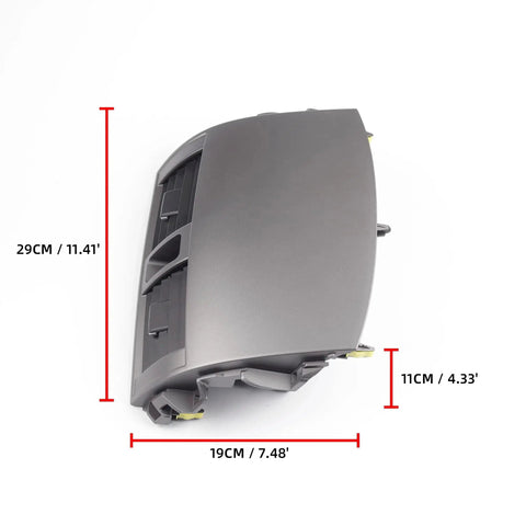 Side view of Center Dash AC Vent Panel Trim for Toyota Corolla 2008-2013, 29x19x11 cm, gray plastic