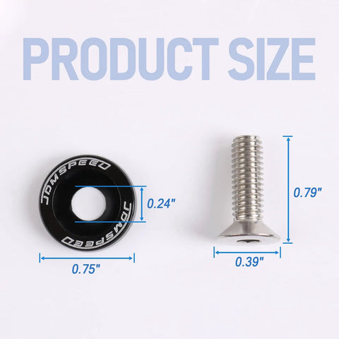 Black CNC Billet Aluminum Fender Washer Set 20 Pcs Engine Bay Dress Up Kit For Honda 10mm Bolt Holes 18mm Washer Diameter M6x20mm Bolts