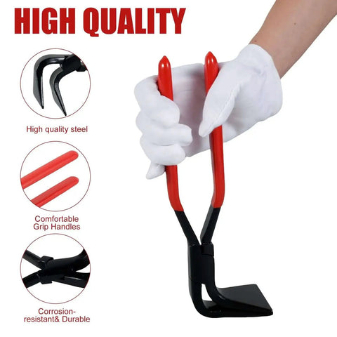 Premium Steel Hand Seamer Set For Sheet Metal Bending And Flattening With Anti Slip Handle in use, showing red-grip handles