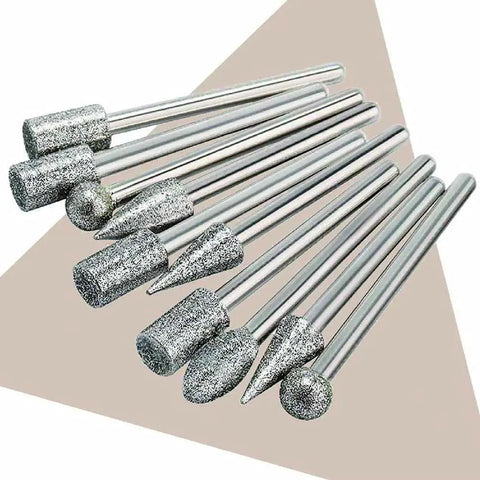 Pro Grade Diamond Burrs For Stone Carving And Engraving, Polishing Rotary Tool Accessories With One Eighth Inch Shank shown