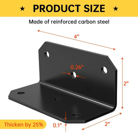 2x4 Inch Galvanized L Bracket 15Pcs Heavy Duty Steel Corner Brace dimensions and thickness details