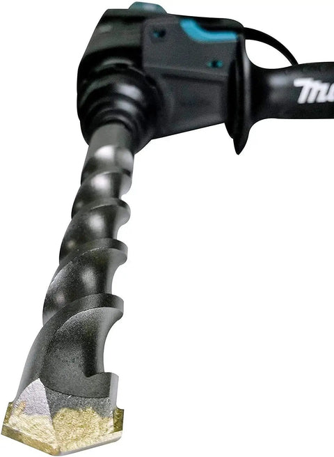 Close-up of Deep 10 Inch Three Quarter Inch SDS Plus Drill Bit Set For Concrete And Masonry Two Pack With Tungsten Carbide Tips And Optimized Flute Design For Fast Dust Removal And Long Life, Tough As Nails Makita.