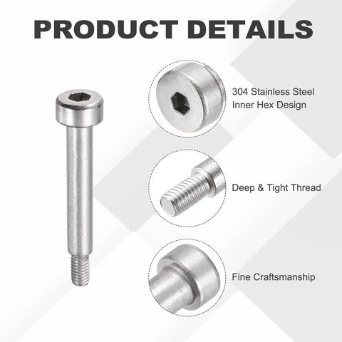 16 Pack 304 Stainless Steel Built To Last Shoulder Bolts With 4mm Shoulder Diameter And 16mm Length M3x0.5 Thread Hex Socket