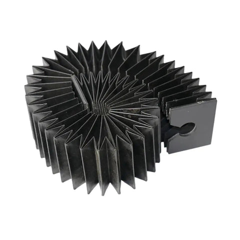 Universal Rail Dust Cover Bellows for Linear Guide Rails 12 16 20 25 30 800mm Length, black accordion-style, coiled view